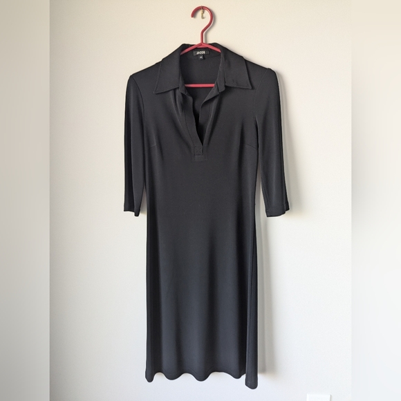 JACOB Black knee length collar work dress - Picture 1 of 2